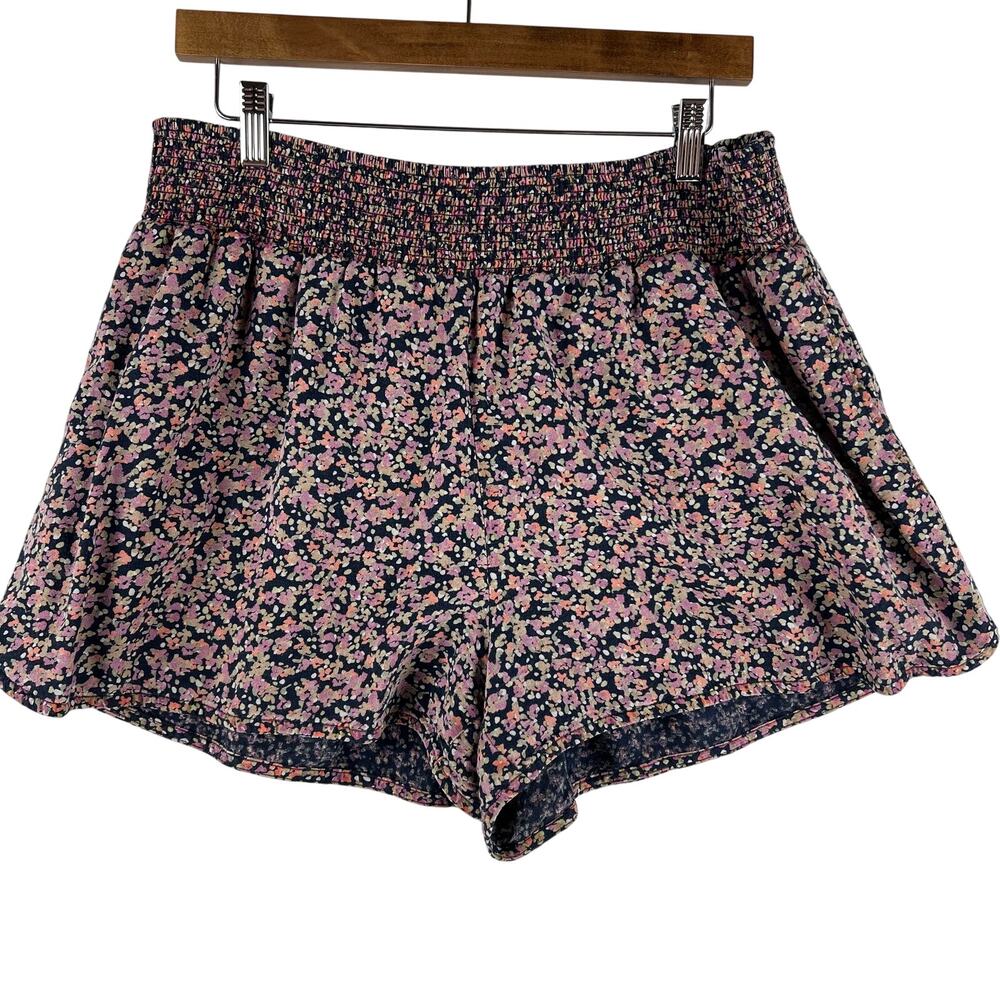 prAna Womens Teletropics Shorts XL Navy Floral Nautical Petals Smocked